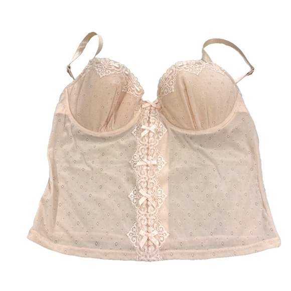 Rampage Sexy Lacy Pink Underwire Sheer Corset Bra Top with Bows; 36C NWOT - Picture 6 of 11